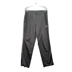 Nike Athletic Pants Size M Black 100% Polyester White Stripe